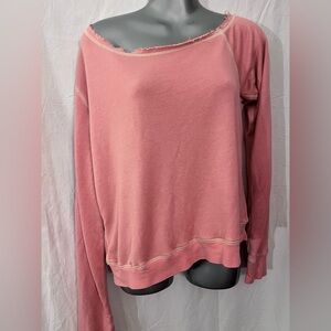 DA NANG women’s top sweatshirt off the shoulder thumbholes ballet pink D…